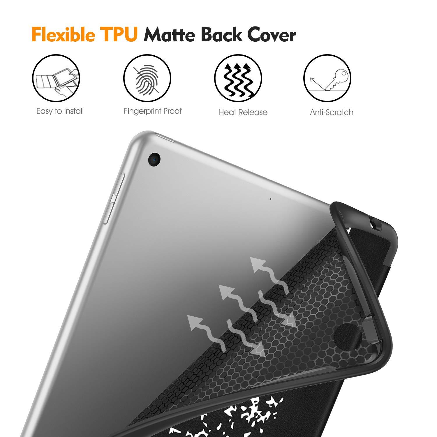 Fintie Fintie SlimShell Case for iPad 9th / 8th / 7th Generation (2021/2020/2019 Model) 10.2 Inch - [Built-in Pencil Holder] Soft TPU Protective Stand Back Cover, Auto Wake/Sleep, Composition Book Black