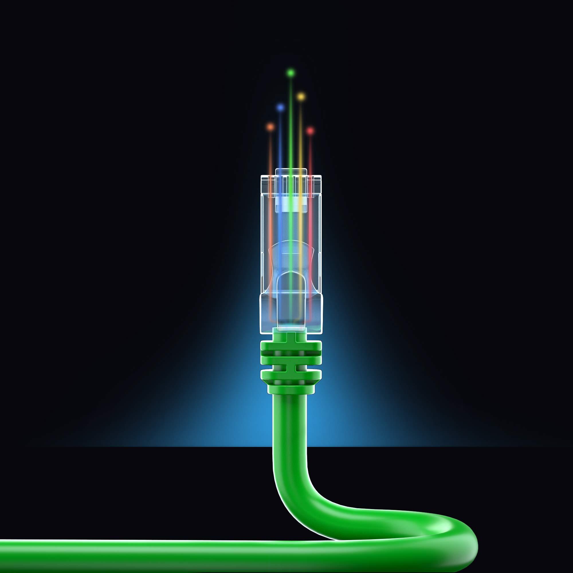 Maximm Maximm Cat 6 Ethernet Cable 30 ft (10-Pack) - High-Speed LAN Cable, Internet Cable, Patch Cable, and Network Cable - UTP, 10Gbps, 550MHz Ethernet Cord - Green