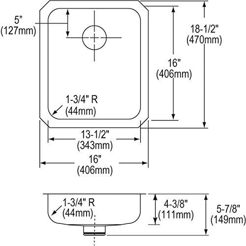 Elkay Elkay Lustertone ELUHAD131645PD Single Bowl Undermount Stainless Steel ADA Sink with Perfect Drain