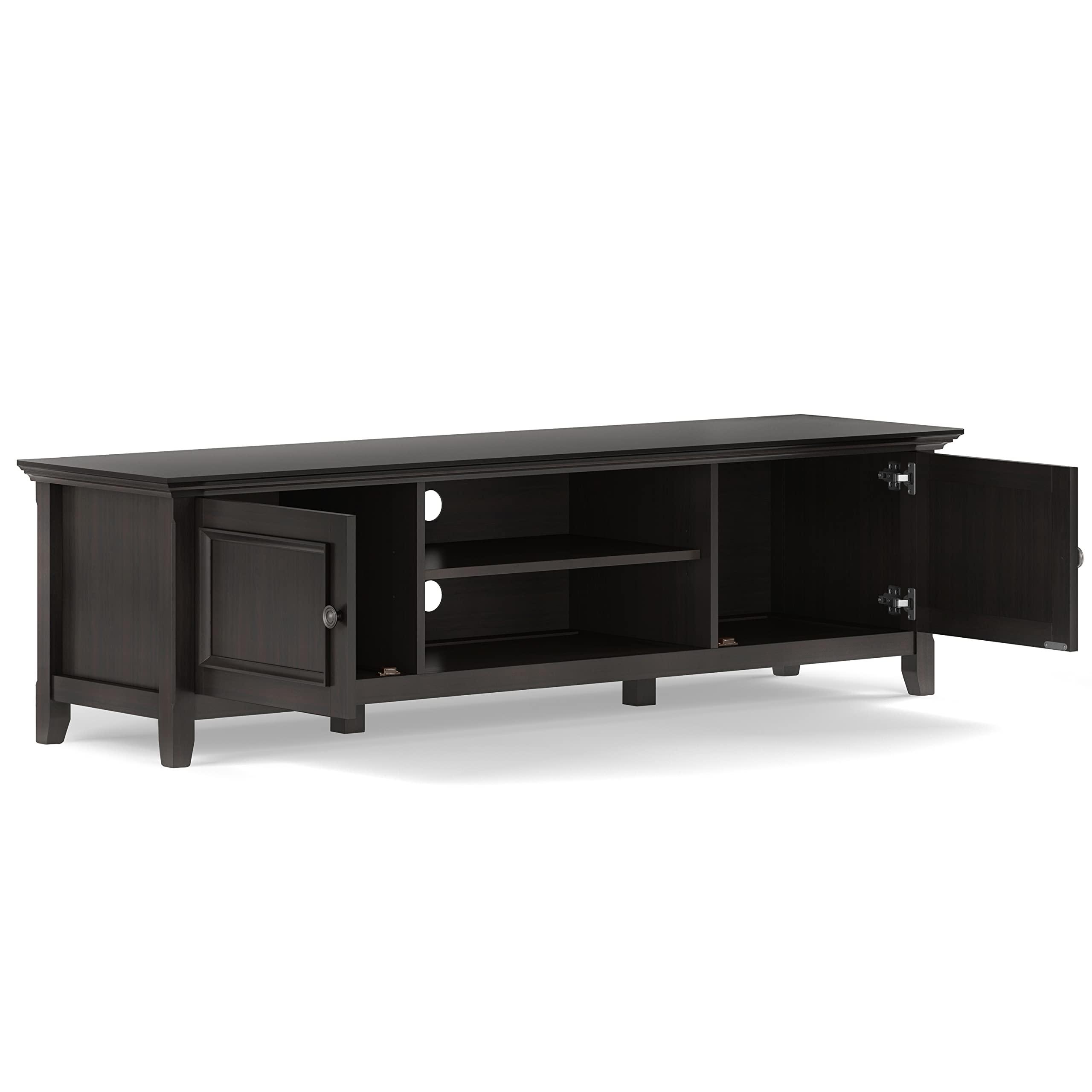 SIMPLIHOME SIMPLIHOME Amherst Solid Wood 72 inch Wide Transitional TV Media Stand in Hickory Brown for TVs up to 80 inches for The Living Room and Entertainment Center