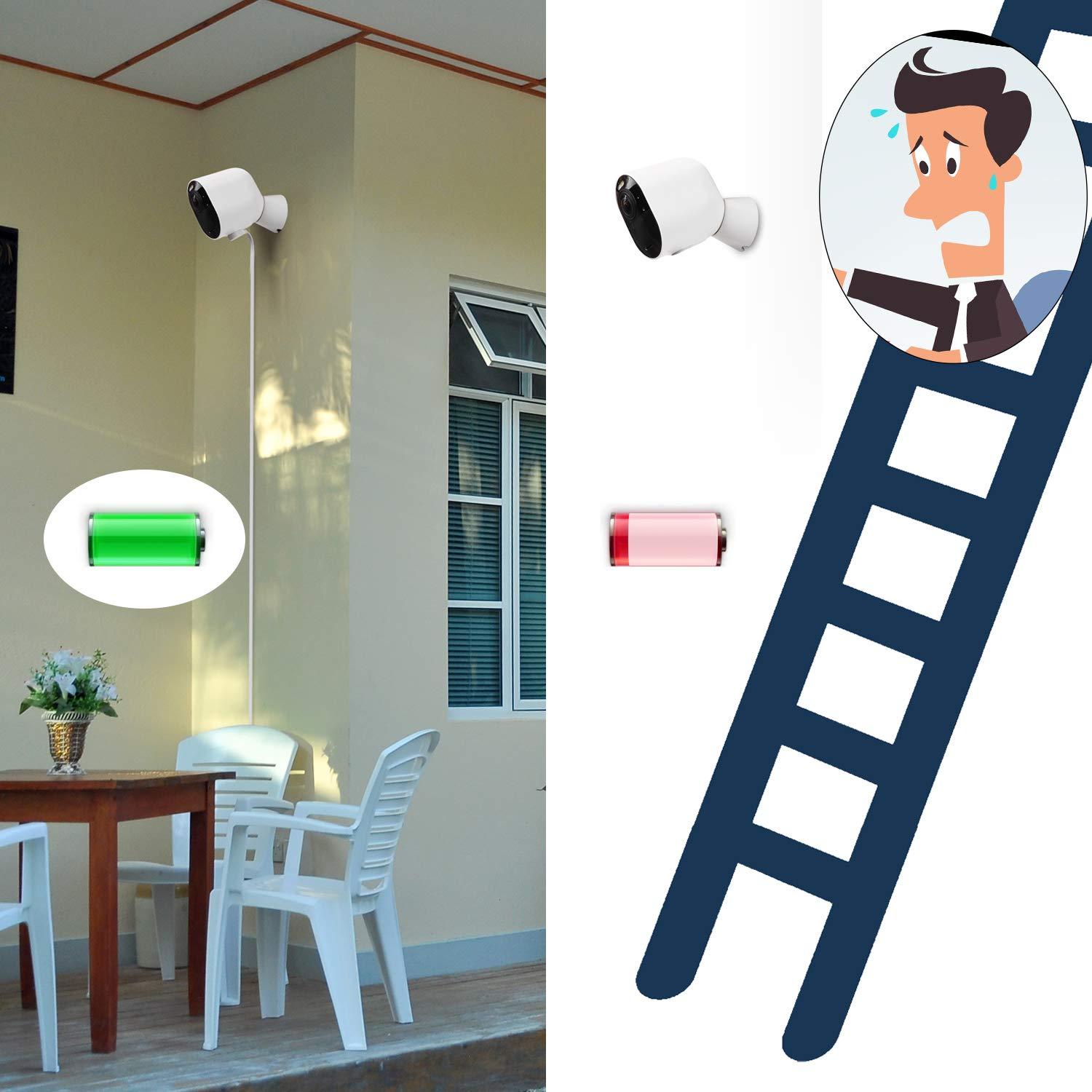 Uogw Uogw 3Pack 25FT Outdoor Magnetic Charging Cable for Arlo Pro 4/Arlo Ultra 2/Arlo Pro3/Arlo Ultra/Arlo Pro 5S 2K/Go 2 Camera,Power Adapter and Power Cable,Weatherproof Outdoor - (White)