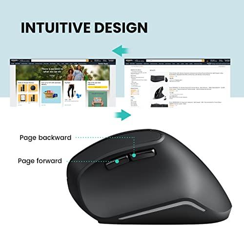 Perixx Perixx PERIMICE-804 Bluetooth Vertical Mouse, Bluetooth Connection for Windows and Android System, Works Without USB Receiver, Black