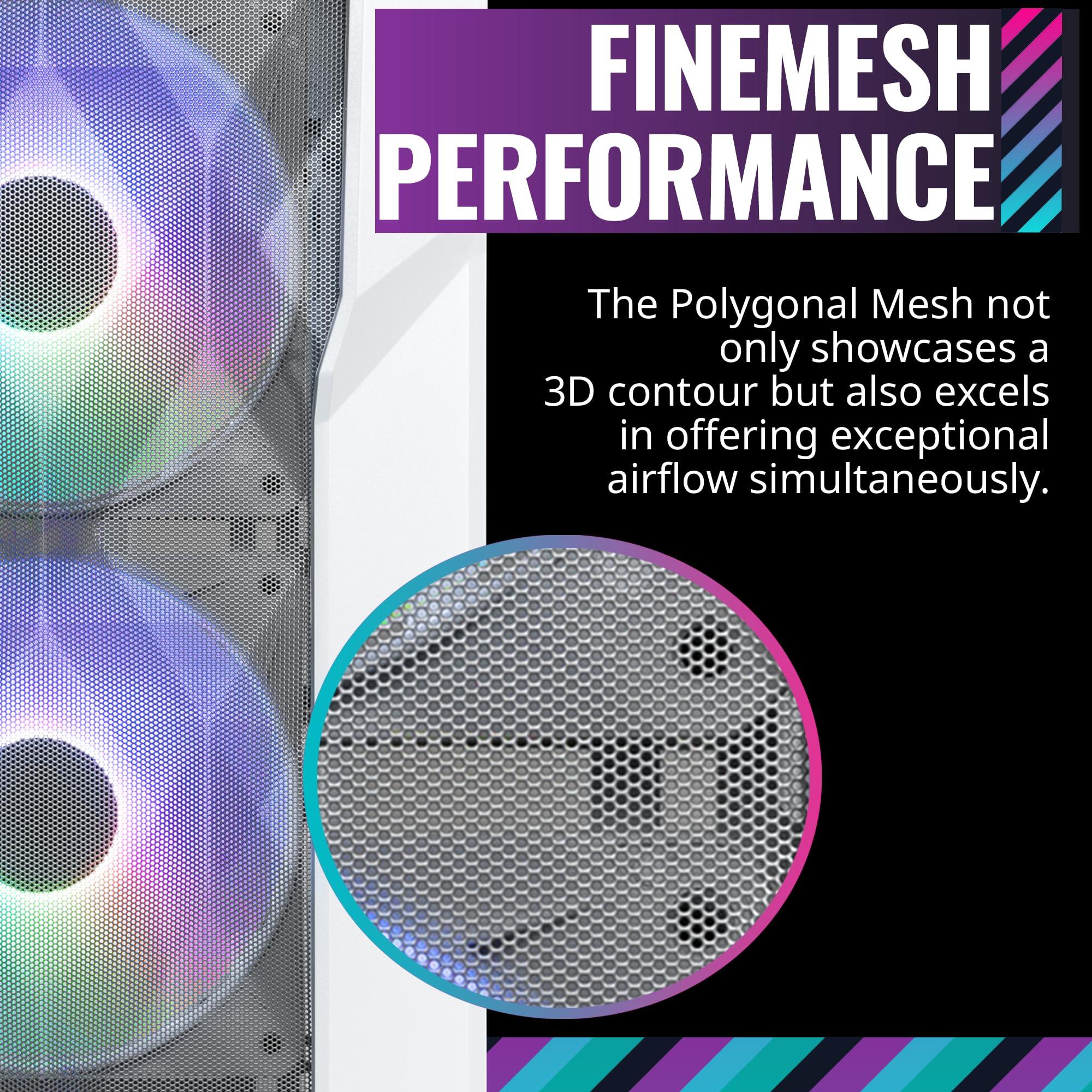 Cooler Master Cooler Master TD500 Mesh V2 White Mid-Tower Case, Polygonal Mesh, 3X 120mm ARGB Fans, USB Gen 2 Type C