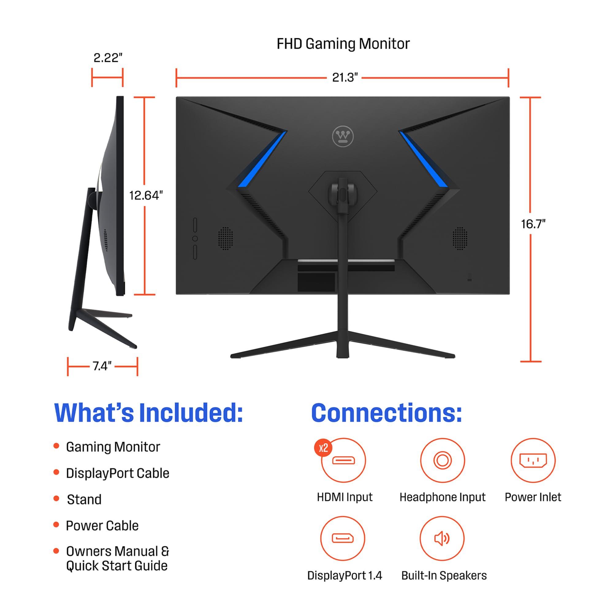 Westinghouse Westinghouse 24 Inch Flat Gaming Monitor, 180Hz, 1ms, AMD FreeSync Support, Low Motion Blur, 1080p Full HD IPS Display, for Office, PC & Console Games, Built in Speakers, 1x DisplayPort, 2X HDMI