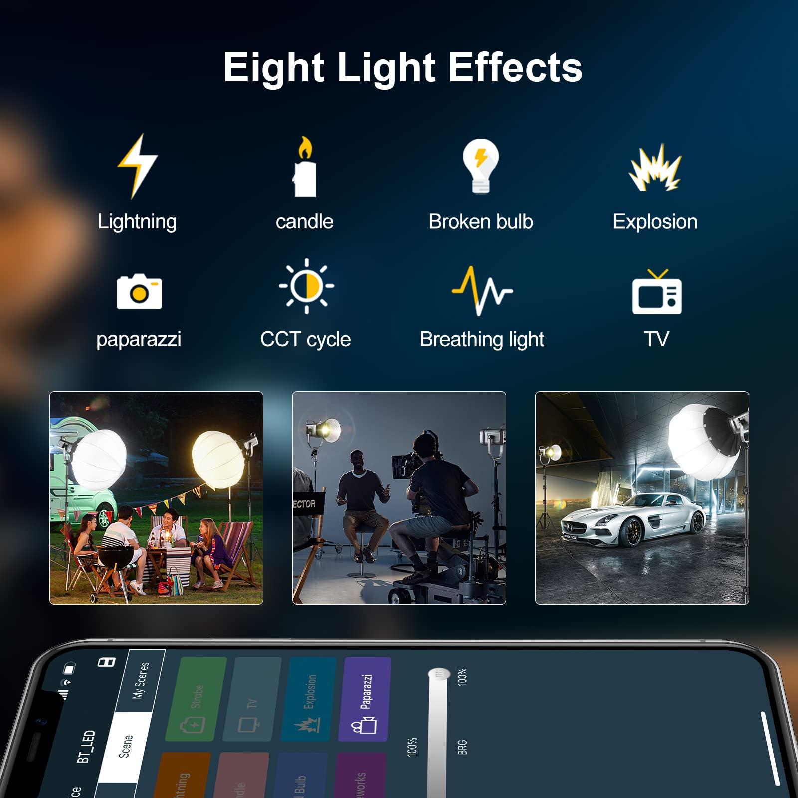 GVM Great Video Maker GVM 150W Video Light Kit, 2700K-7500K Continuous Lighting for Photography with Lantern Softbox&Stand, Bi-Color Studio Light Kit with Bluetooth Control, CRI 97+ 8 Scene Lights for Live Streaming White