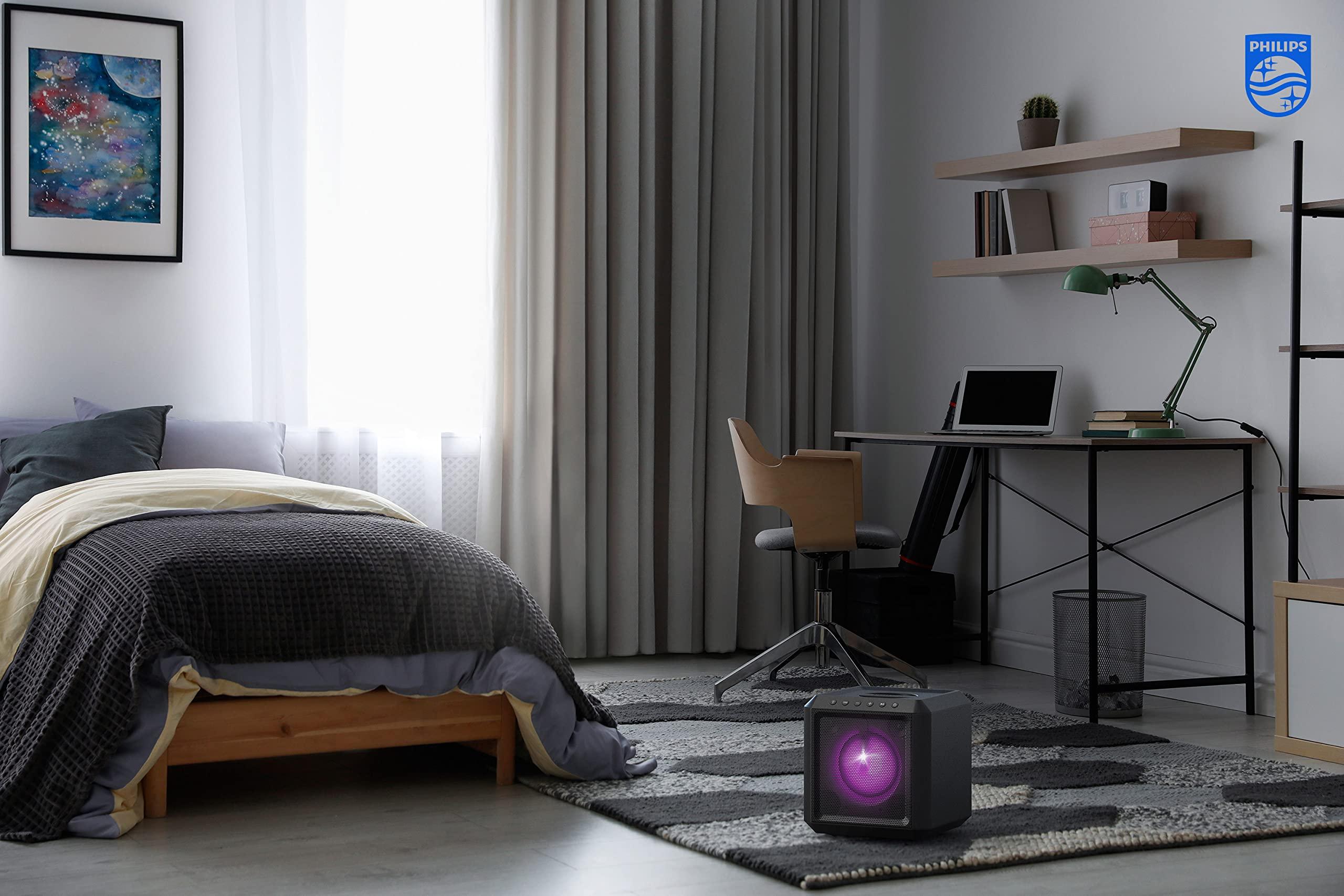 PHILIPS PHILIPS X4207 Bluetooth Party Cube Speaker with Flashing Party Lights - Link up to 50 Speakers, Black