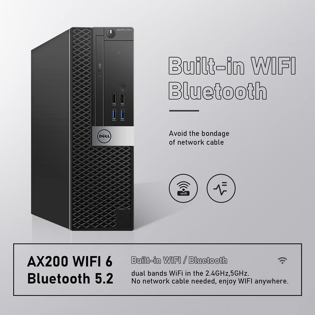 Dell Dell OptiPlex 7040 SFF Desktop Computer PC Intel Quad Core i7-6700 3.20GHz AX200 Built-in WiFi 6 Bluetooth 16GB DDR4 256GB NVMe M.2 SSD 2TB HDD HDMI Wireless Keyboard & Mouse Windows10 Pro (Renewed)