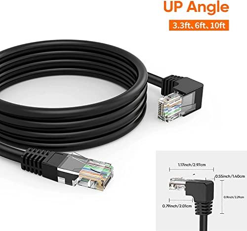 CableCreation CableCreation CAT6 Ethernet Patch Cable RJ45 LAN Cable Gigabit Network Cord 90 Degree Upward Angled,Bandwidth up to 250MHz 1Gbps for Mac,PC, Router, Modem, Printer, Xbox, PS4, PS3-10 Feet,Black