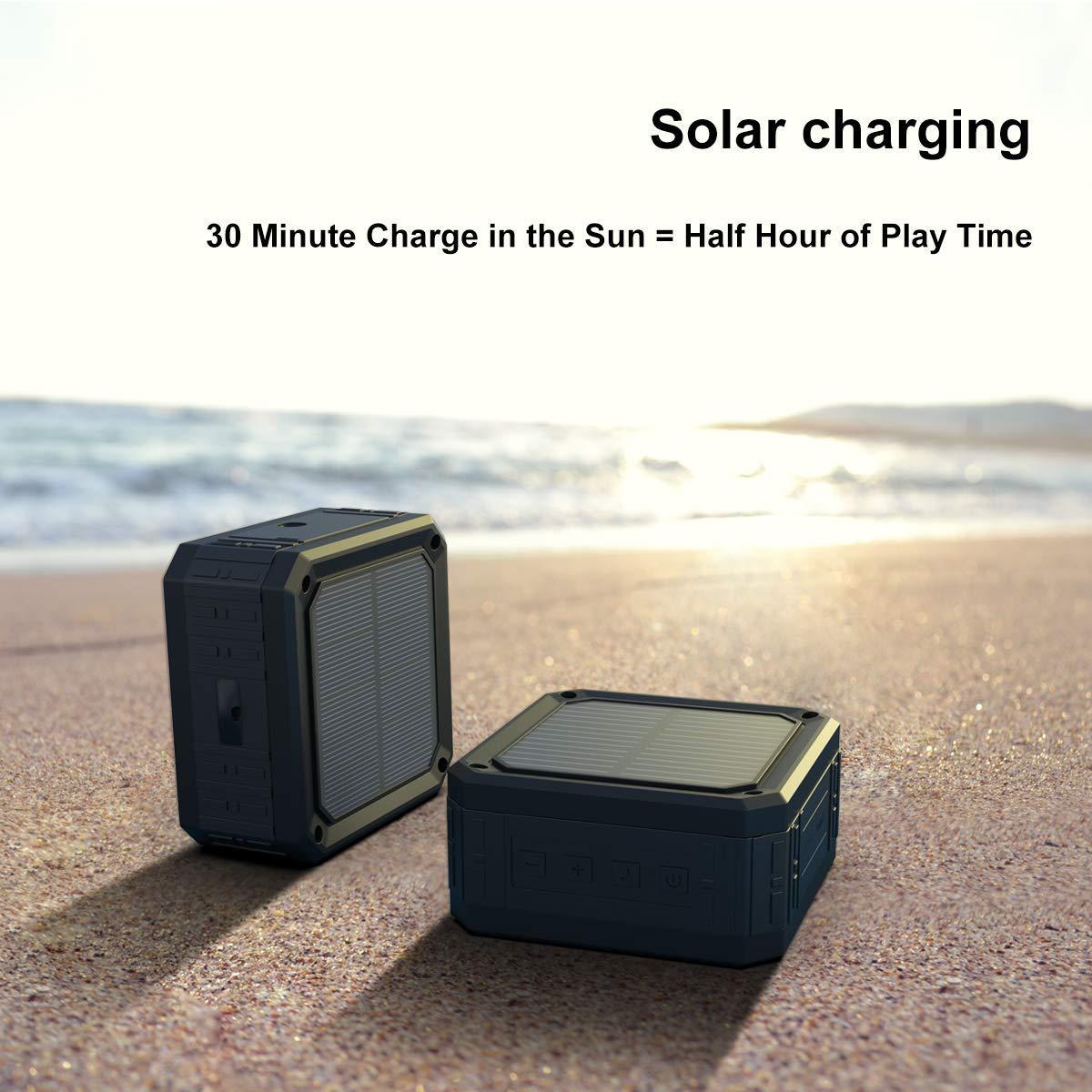 ABFOCE ABFOCE Solar Speaker Portable IPX6 Waterproof Bluetooth Speaker 15 Hours of Playtime Rich Stereo Bass Shockproof Dustproof for Home and Outdoor Wireless Speaker(1-Pack)