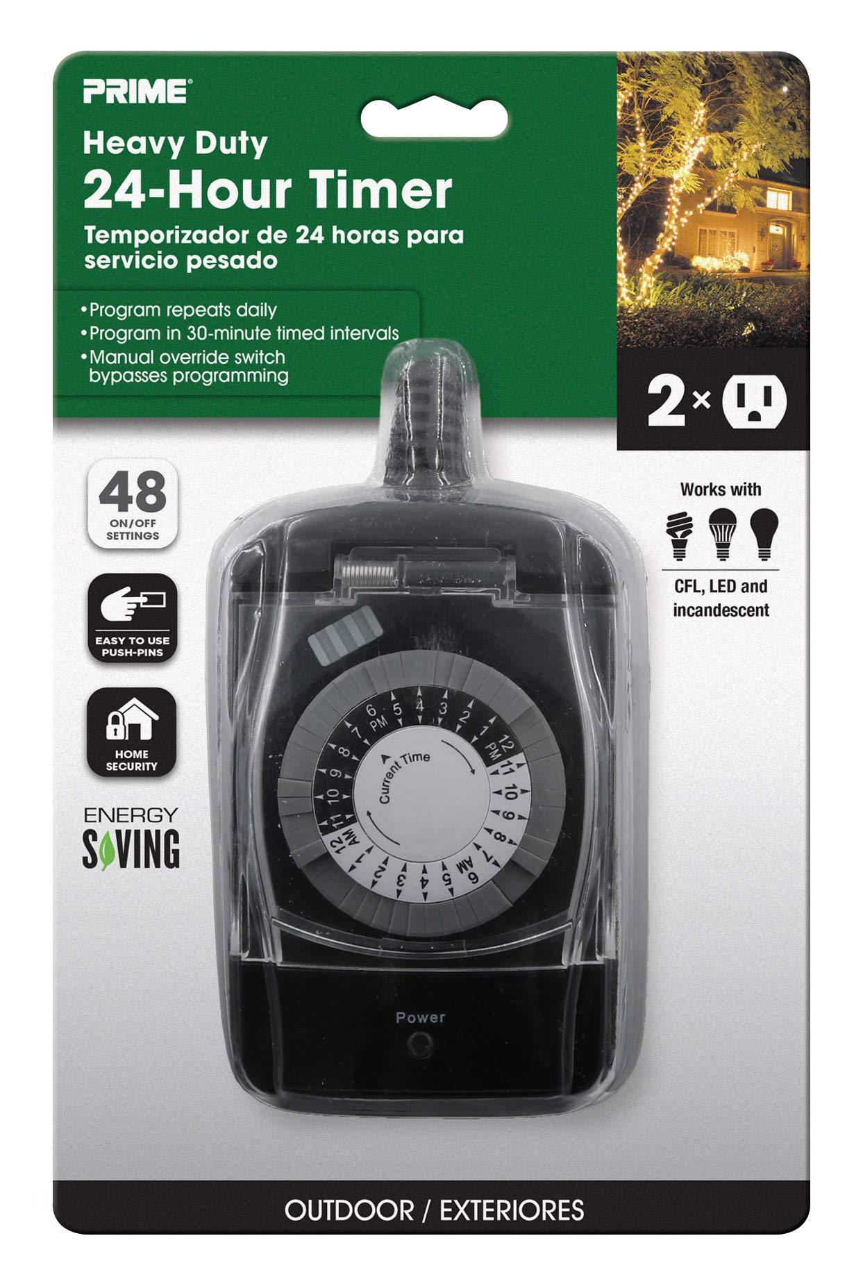 Prime Wire & Cable Prime Wire & Cable TNO24111 2-Outlet Pigtail with 24 Hour Electro Mechanical Timer