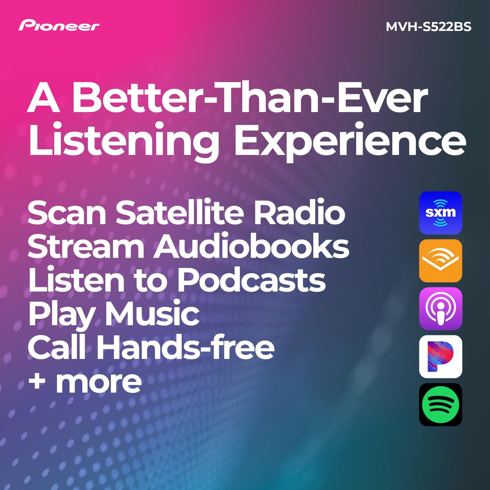 PIONEER Pioneer MVH-S522BS Bluetooth Car Stereo with USB/AUX Inputs, Pioneer Smart Sync, and Hands-Free Calling for Enhanced In-Car Audio Experience