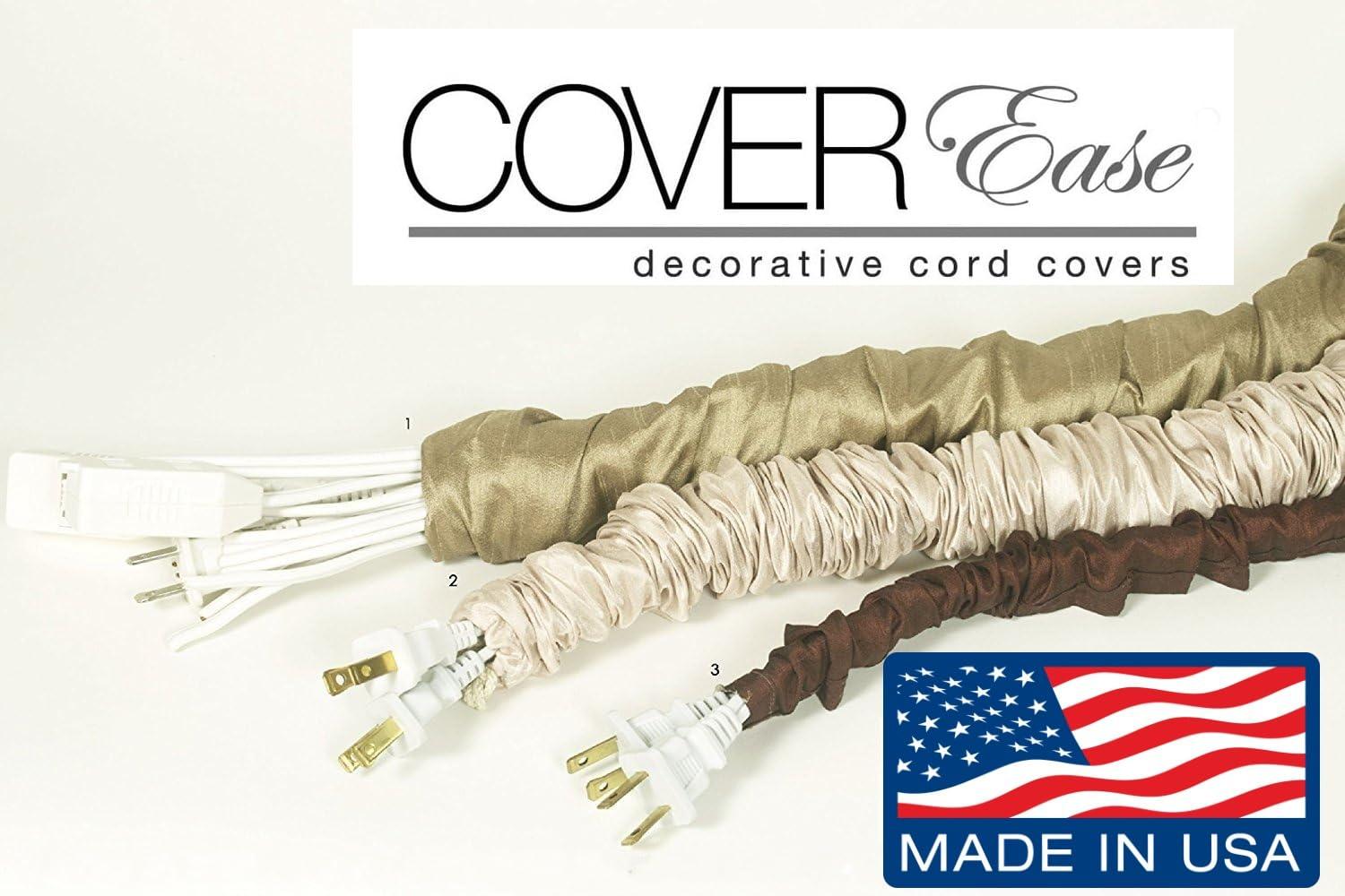 COVER EASE DECORATIVE CORD COVERS Black/Night COVEREase Cord Cover 9 ft Faux Silk Fabric Lamp Cord Cover - Cable Sleeve, Wire Cover, Cord Hider for Cable Management for Electrical Lighting Fixtures (2 Pack)