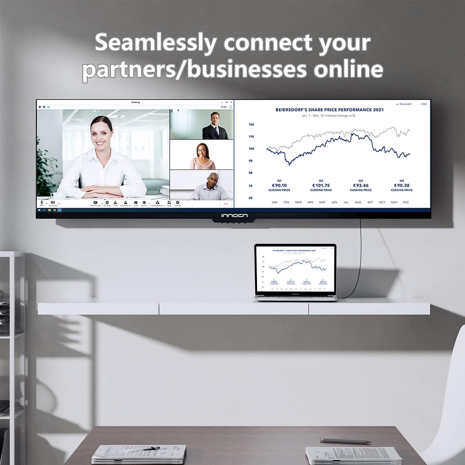 INNOCN INNOCN Ultrawide Monitor 43.8" WFHD 3840 x 1080p 120Hz 32:9 IPS Computer Split Screen 96% DCI-P3 HDR400 FreeSync Premium USB Type-C HDMI Height Adjustable Mountable - 44C1G