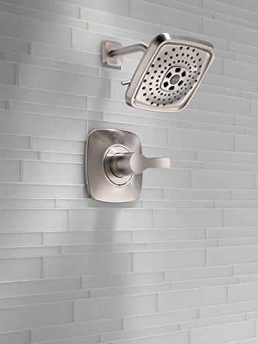 DELTA FAUCET Delta Faucet Tesla 14 Series Single-Function Shower Trim Kit with Three-Spray Touch-Clean H2Okinetic Shower Head, Stainless T14252-SS (Valve Not Included)