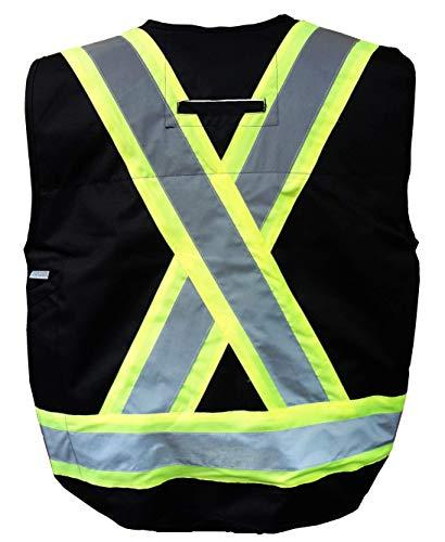 VIKING VIKING Men's Professional Journeyman FR Surveyor Safety Vest - Hi Vis Flame Retardant Ripstop Fabric, Black - XX-Large