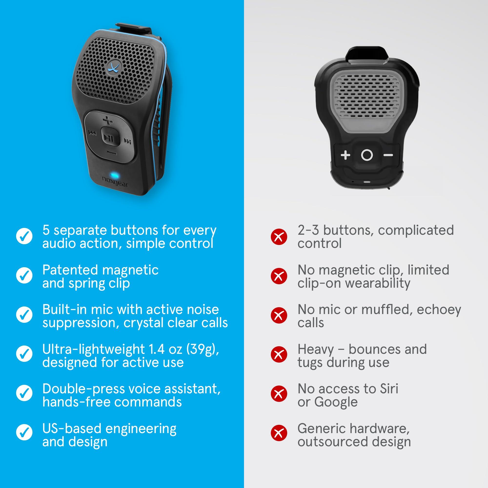 noxgear noxgear 39g Wearable Bluetooth Speaker, Magnetic Mini Clip-On, Waterproof Up to 15 Hours Playtime | Clip On Bluetooth, Wearable Speaker with Microphone, 100ft Range