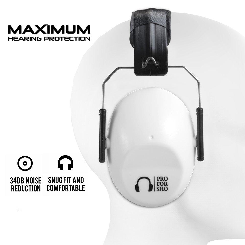 Pro For Sho Pro For Sho 34dB NRR Hearing Protection Ear Muffs - Highest NRR in Compact Design, Noise Cancelling Headphones for Adults and Kids, Sensory Autism Ear Protection for Shooting, Gun Range, Mowing, Work