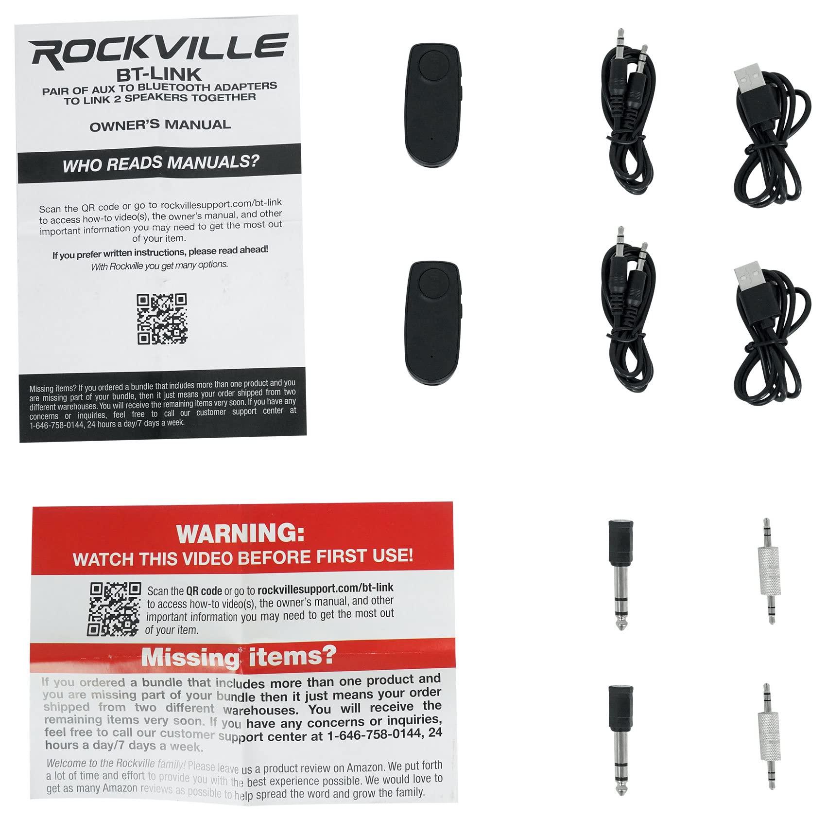 Rockville Rockville BT-Link Pair of Aux to Bluetooth Adapters to Link 2 Speakers Together
