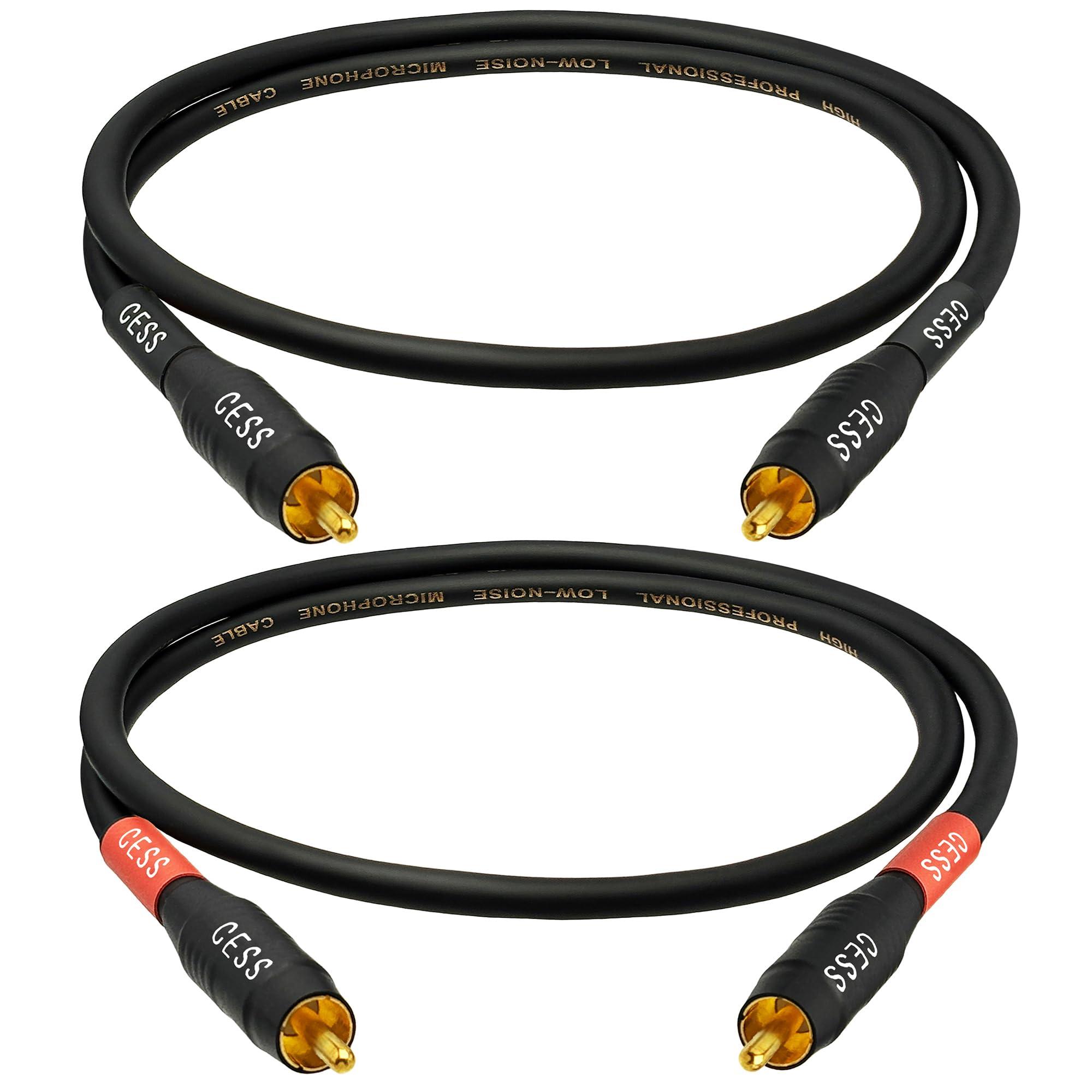 CNCESS CESS-075-2f Heavy Duty Waterproof RCA Cable, Phono Male to Male (2 FT)