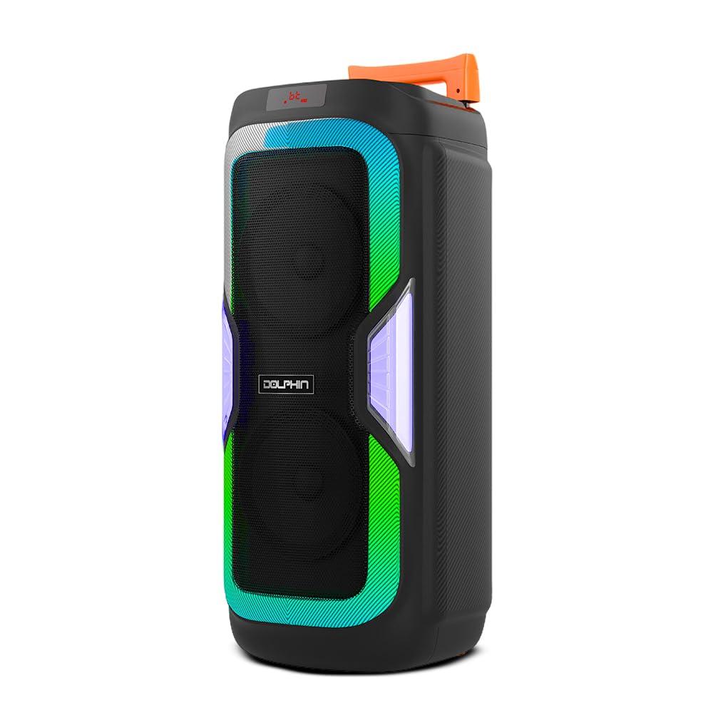 Dolphin Dolphin New SP-1060RBT: Crisp & DEEP BASS - Dual 10\" Bluetooth Portable Speaker w/Light Show - Rechargeable Speaker | Immersive Sound, Vibrant LED Lights, Wireless Connectivity