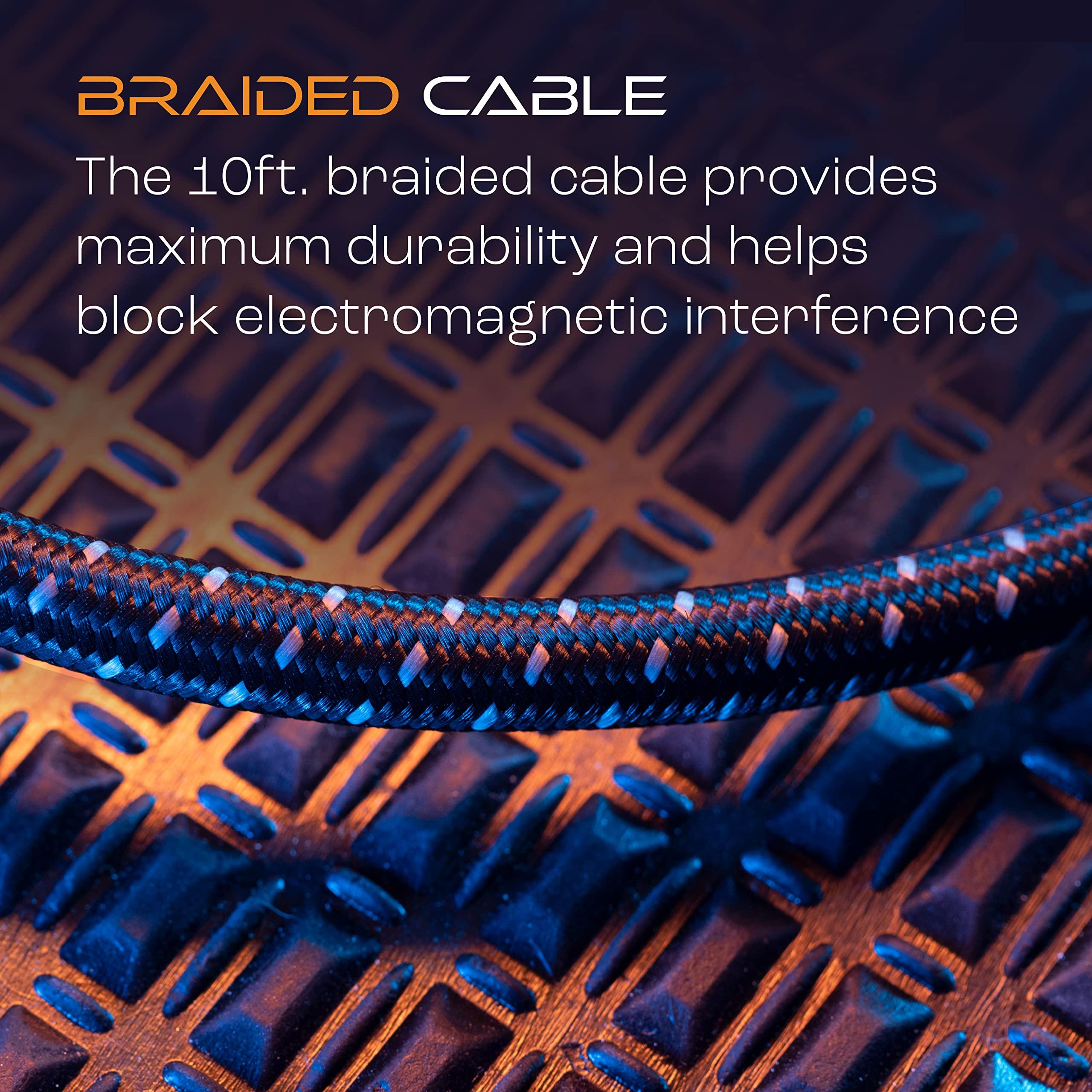 TITAN TITAN 8K HDMI 2.1 Cable, 3 ft Braided Cord, Amber LED Light Strip, Ultra High-Speed Cable with HDR, VRR & QMS, 48 GBPS, Black, 60864