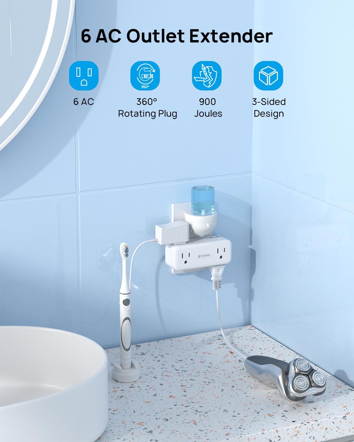 TROND TROND Flat Plug Power Strip & 360 Rotating Outlet Extender Surge Protector