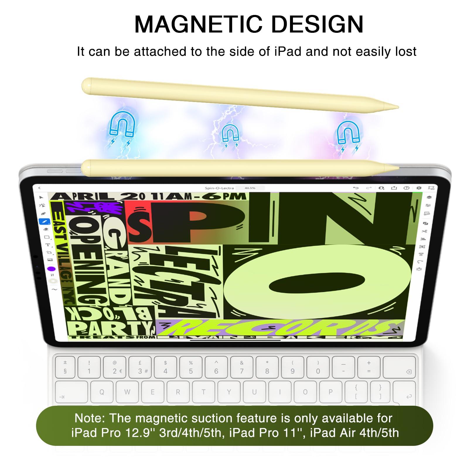 HATOKU Pen for iPad 2018-2025, HATOKU 15 Mins Fast Charging Pencil 1st Gen with Tilt & Palm Rejection Compatible with iPad Air 3/4/5/M2/M3, iPad Mini 5/6, iPad 6/7/8/9/10/11, iPad Pro 11"/12.9"/M4 (Yellow)