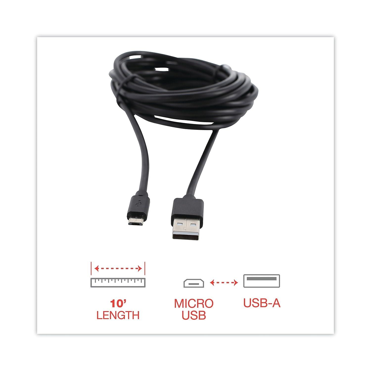 Innovera Innovera 30013 USB to Micro USB Cable, 10 ft, Black