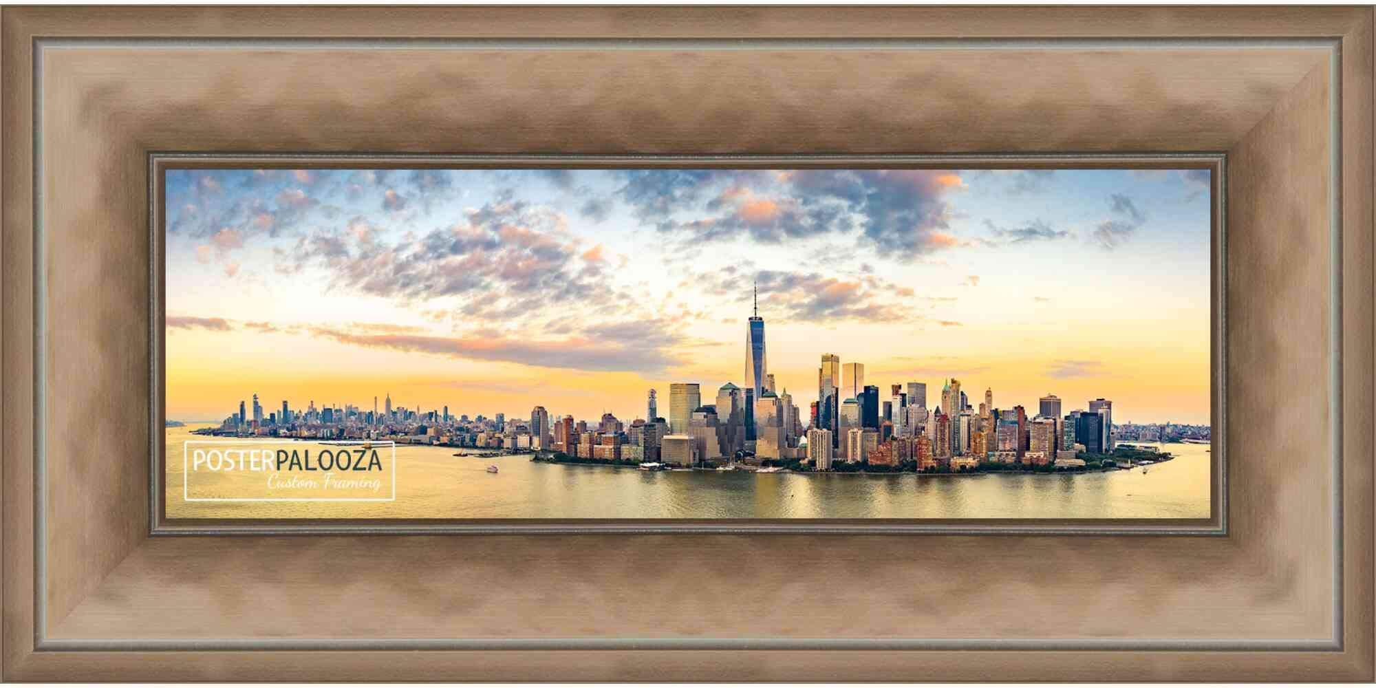 Poster Palooza 40x16 Contemporary Bronze Complete Wood Panoramic Frame with UV Acrylic Plexiglass, Foam Board Backing & Hardware Included