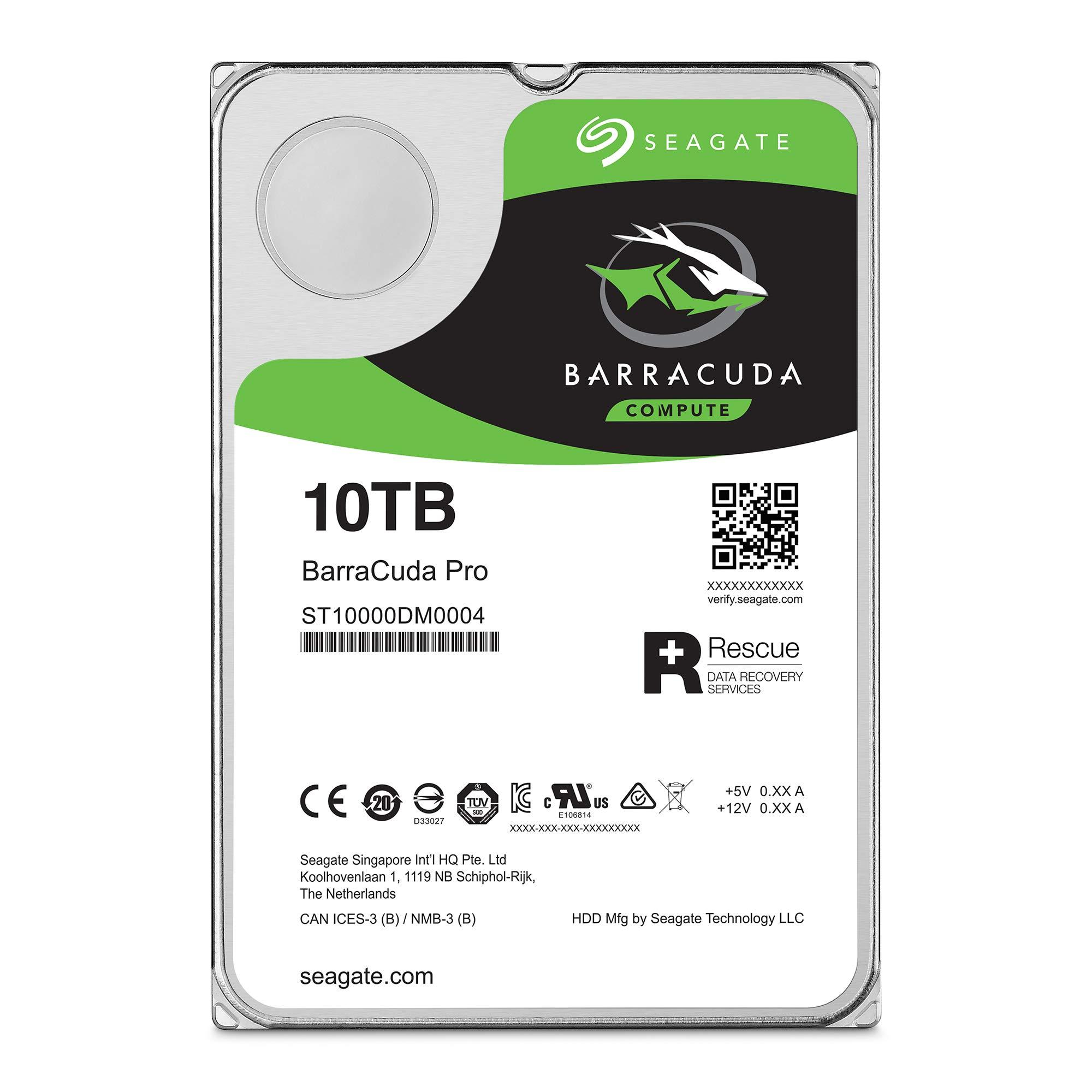 Seagate Seagate BarraCuda Pro 10TB Internal Hard Drive Performance HDD 3.5 Inch SATA 6 Gb/s 7200 RPM 256MB Cache for Computer Desktop PC Laptop, Data Recovery Frustration Free Packaging (ST10000DM0004)