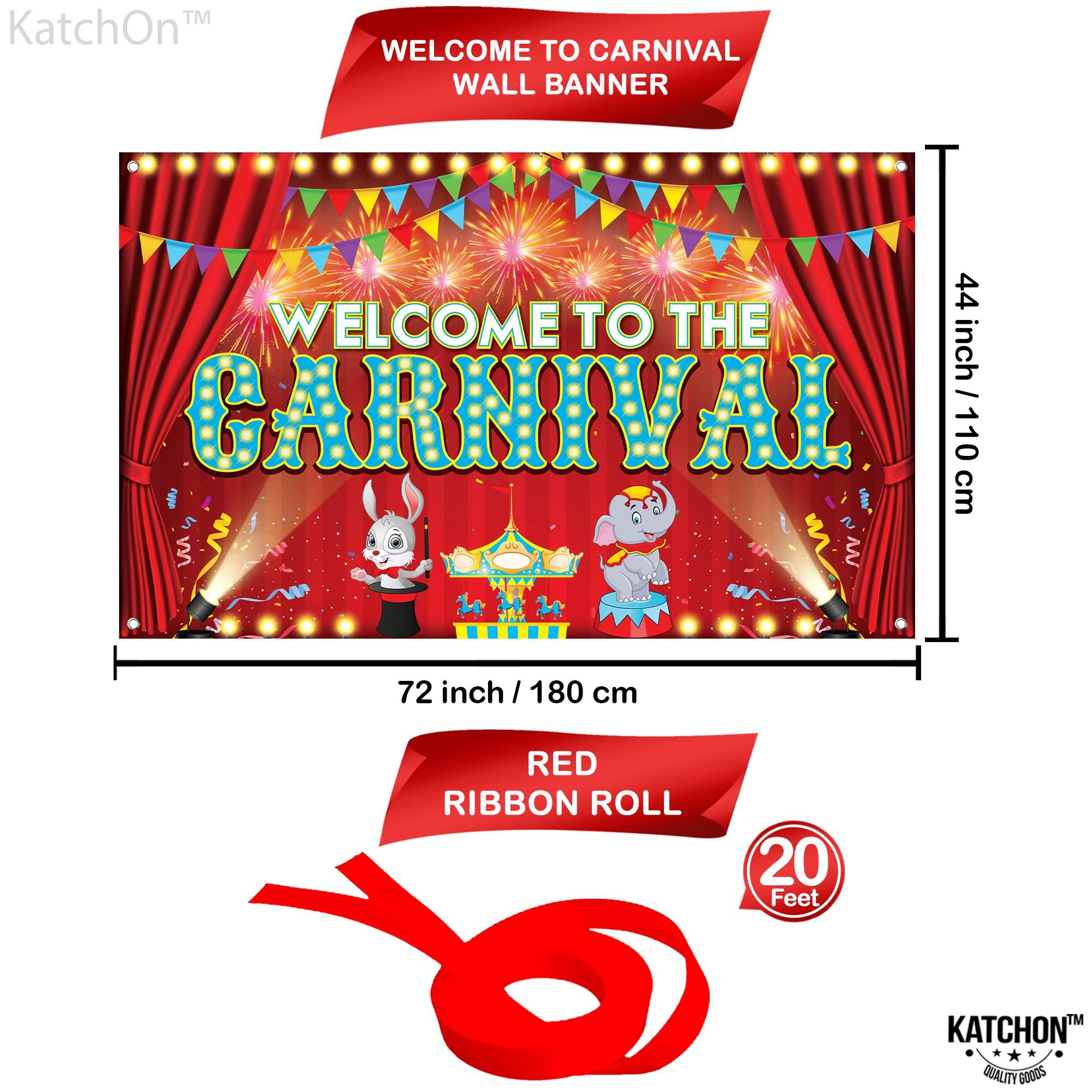 KatchOn KatchOn, XtraLarge Carnival Backdrop - 72x44 Inch, Welcome Banner - Carnival, Circus Party Decorations