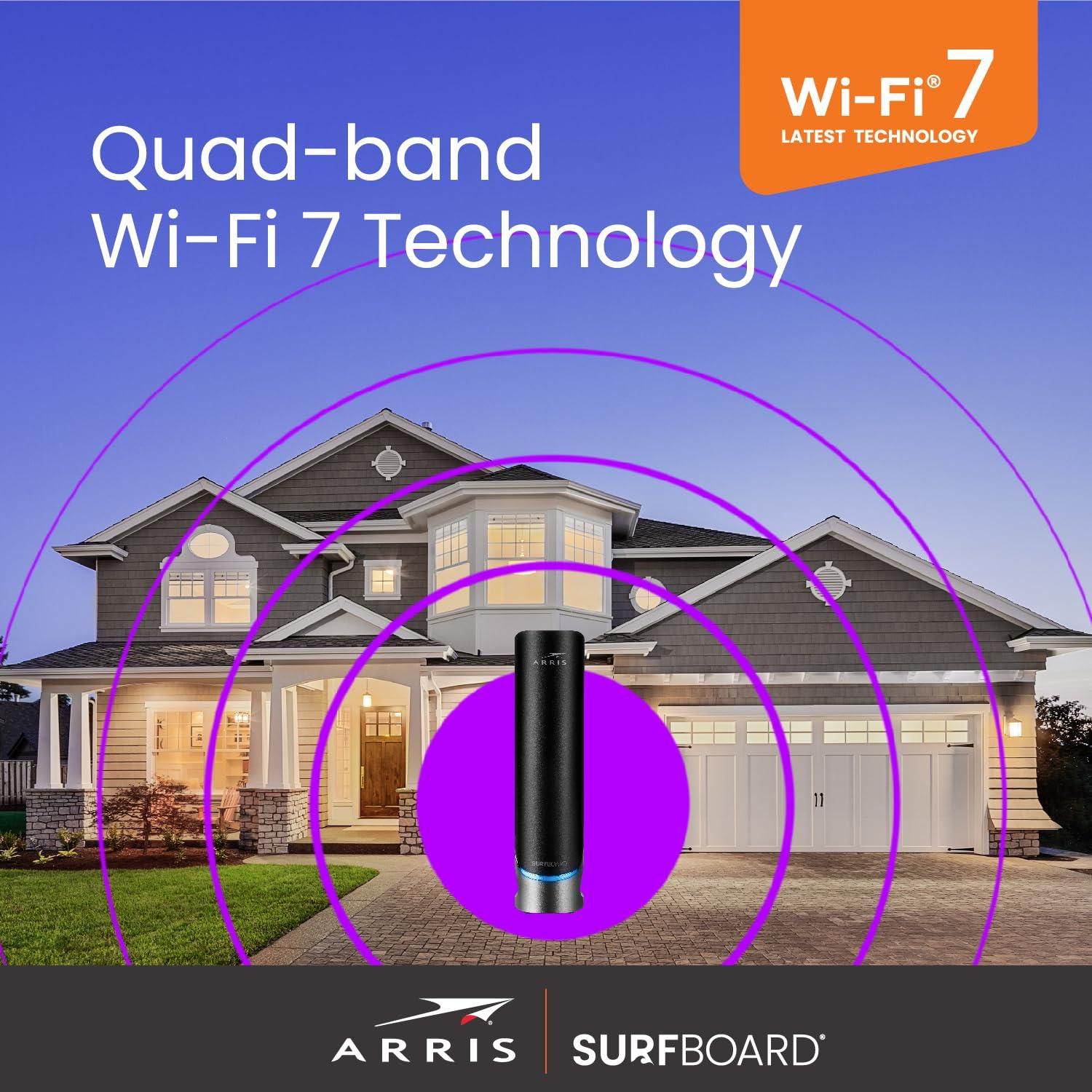 ARRIS ARRIS (G54) - Cable Modem Router Combo - Fast DOCSIS 3.1 Multi-Gigabit & BE 18000 WiFi 7 Router Comcast Xfinity, Cox, Spectrum Quad-Band 1, Up to 18 Gbps Max Speed