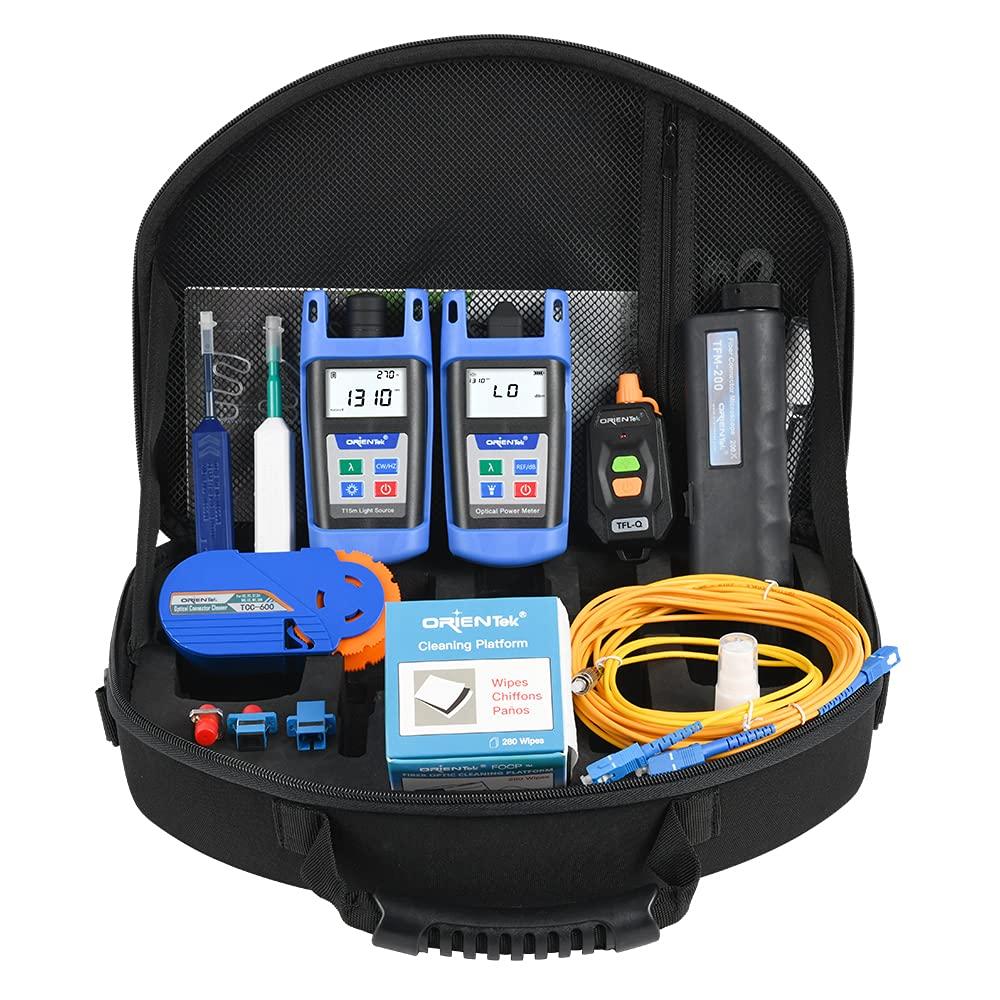 ORIENTEK ORIENTEK TLT-15D Fiber Optic Tool Kit Fiber Connector Microscope + Fiber Optic Power Meter + Optical Light Source +VFL FTTH Loss Test Kit Optical Power Meter OPM OLS (TLT-15D)