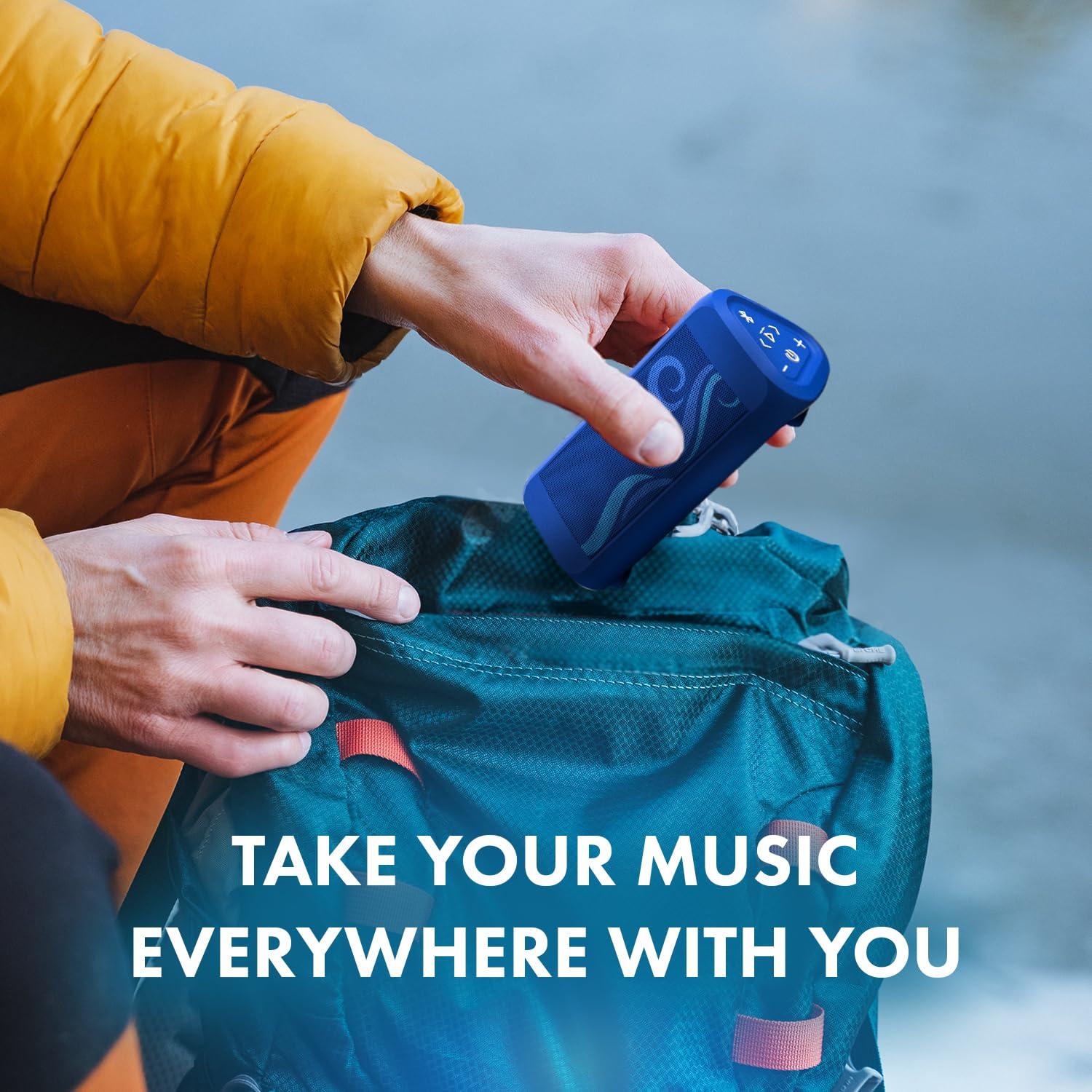 Cambridge Soundworks OontZ Ultra Portable Bluetooth Speaker 5.0 - IPX7 Waterproof, 14W Enhanced Sound, 20-Hr Battery, 100ft Range, Deep Bass and Clear Audio, Durable Shower Speaker for Pool or Beach (SUP Edition, Blue)