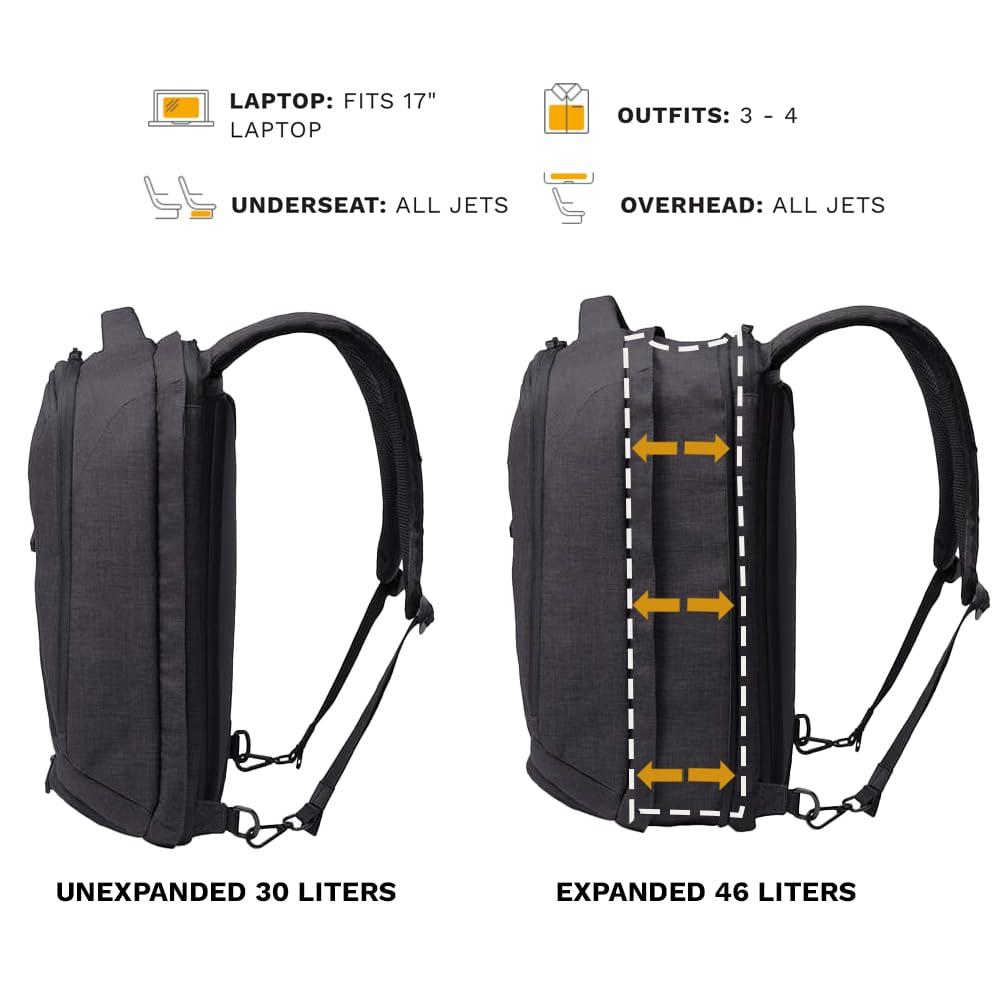 Knack Pack Knack Series 1 Laptop Backpack Fits up to 17 Inch - Knack Bags Carry-On Backpack, TSA Approved, Expandable Travel Backpacks With 4 Day Outfit Capacity (Stealth Black, Large)