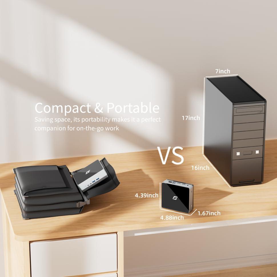 CyberGeek CyberGeek Nano J1 Linux Mini PC, Intel N5095A Quad-Core, 16GB RAM, 128GB PCIe SSD, 4K Dual Display, WiFi, Type-C, RJ45, VESA, Ubuntu OS