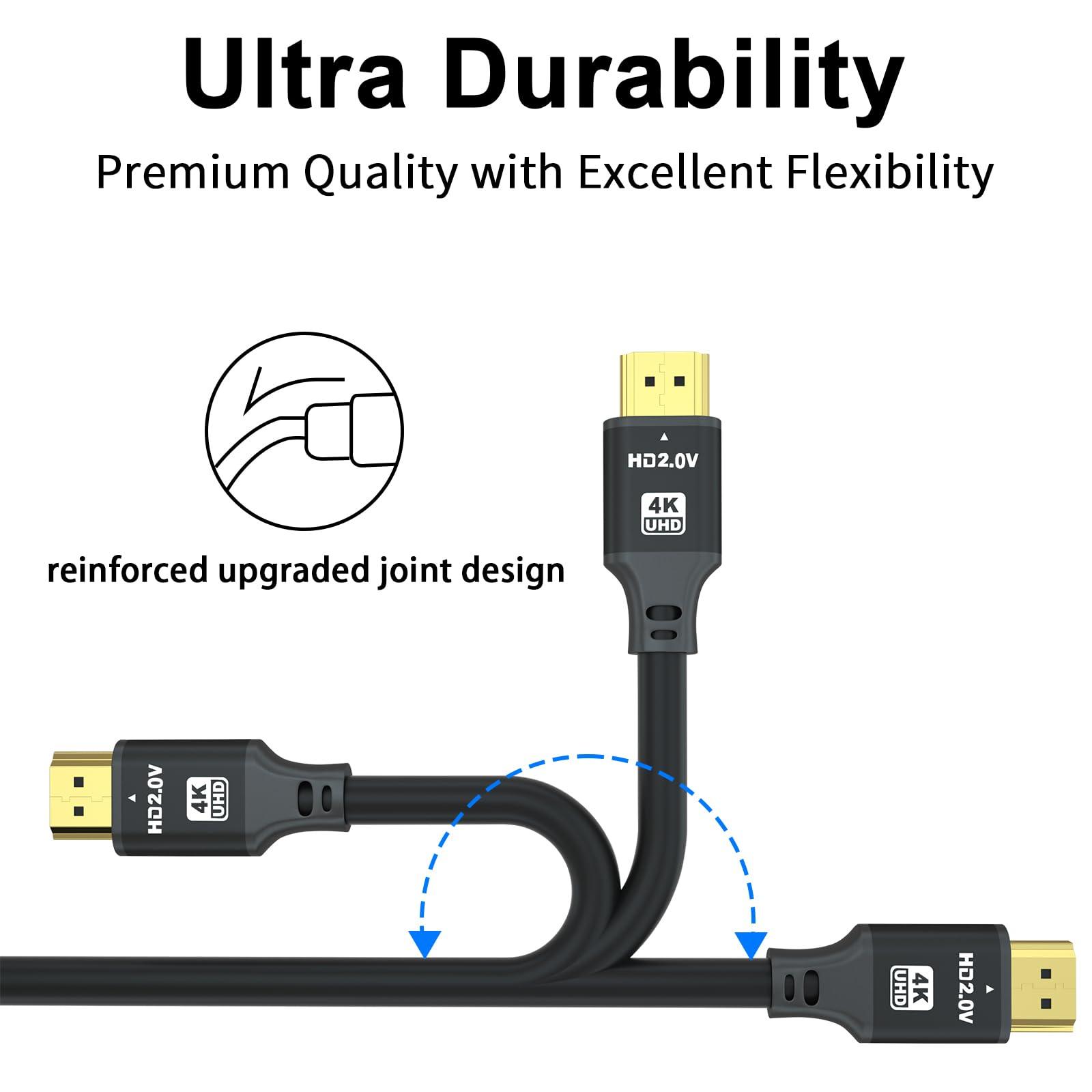 jojobnj jojobnj HDMI Cable 30ft, 4K@60Hz, 18Gbps High Speed HDMI 2.0 Cord, Ultra HD,Ethernet Audio Return,Video 4K,1080p,3D,Arc, HDR Compatible with Xbox,PS5/PS4,HDTV,Laptop ect(Black)