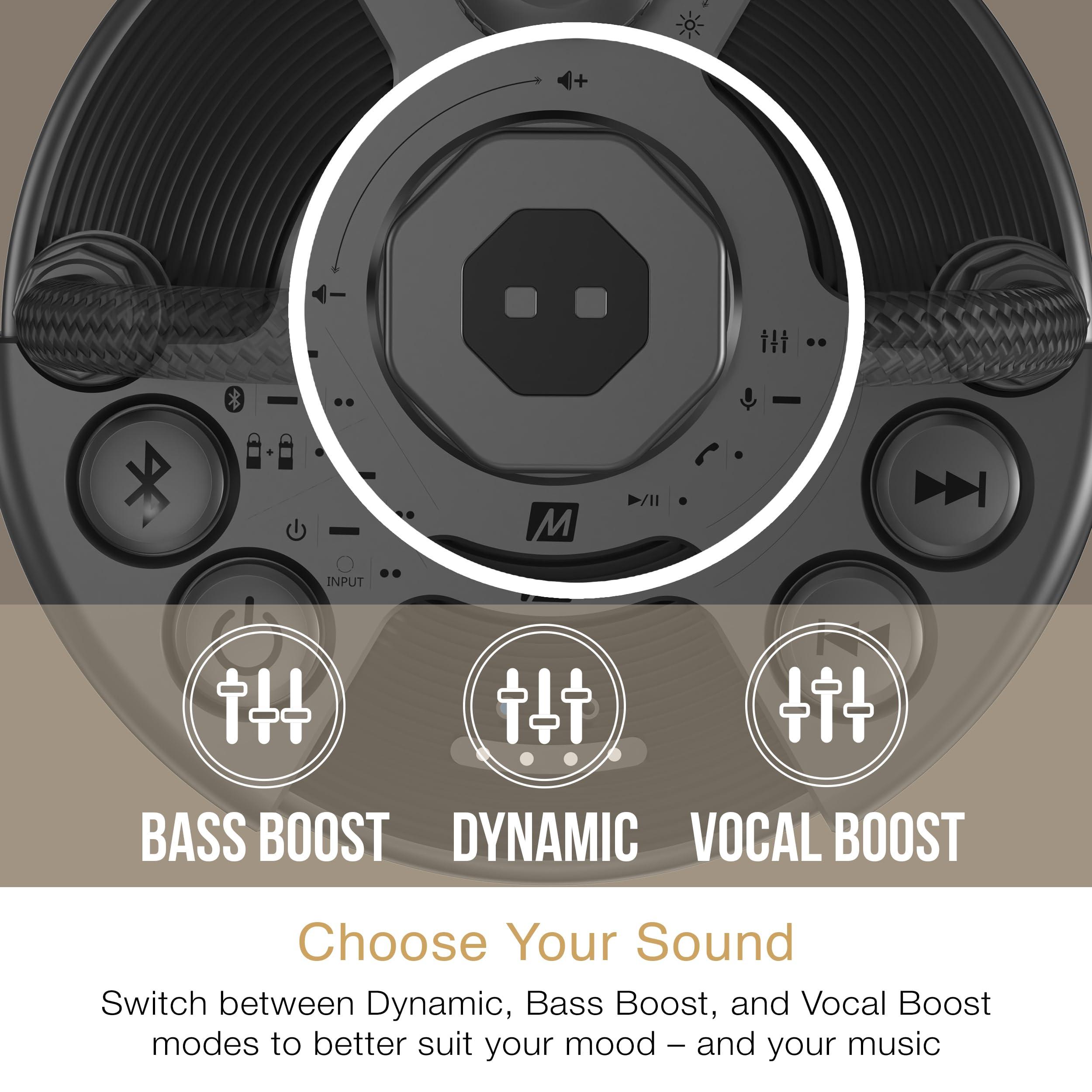 MEE audio MEE audio lightSPKR Bluetooth Wireless Speaker w/Camping Lantern: 360 Audio, 3 Audio Modes, 2 Light Colors & Infinite Brightness Adjustment, IPX6 Waterproof for Indoor & Outdoor use (Midnight Black)