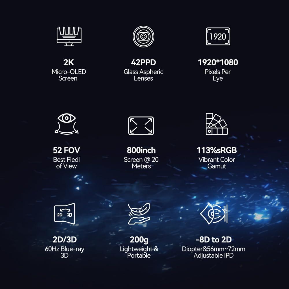 Goovis GOOVIS G3X 4K OLED Cinematic HMD Dual 2K Micro-OLED Screens, 42PPD aspheric Lenses, Compatible with Smartphone/pad/Notebook/PC/Xbox/Play Station 4/5/switch/ATV Dongle,Streaming Online Movies