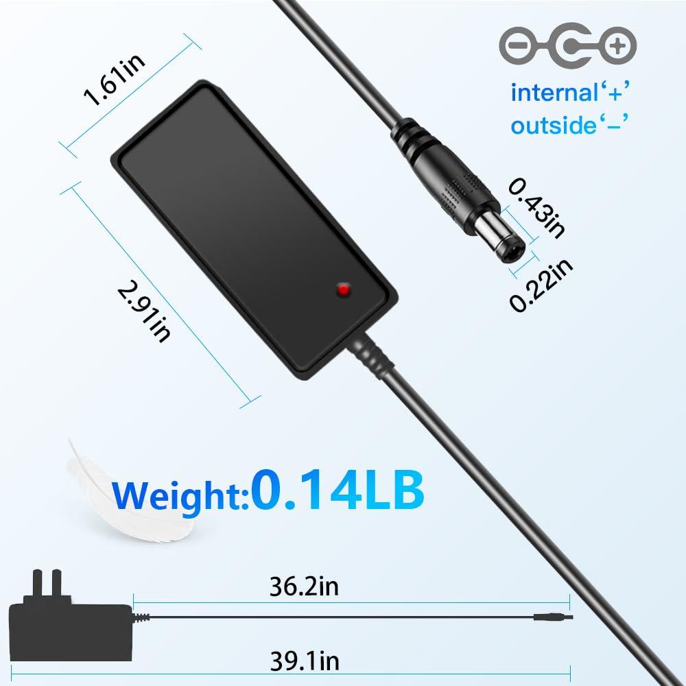 MTDZKJG DC 6V 1A Power Adapter AC 100-240V for DC 6V 1A Power Cord Transformer 6Volt 1000mA 500mA 6W Power Supply with 5.5x2.5mm 2.1mm DC tip