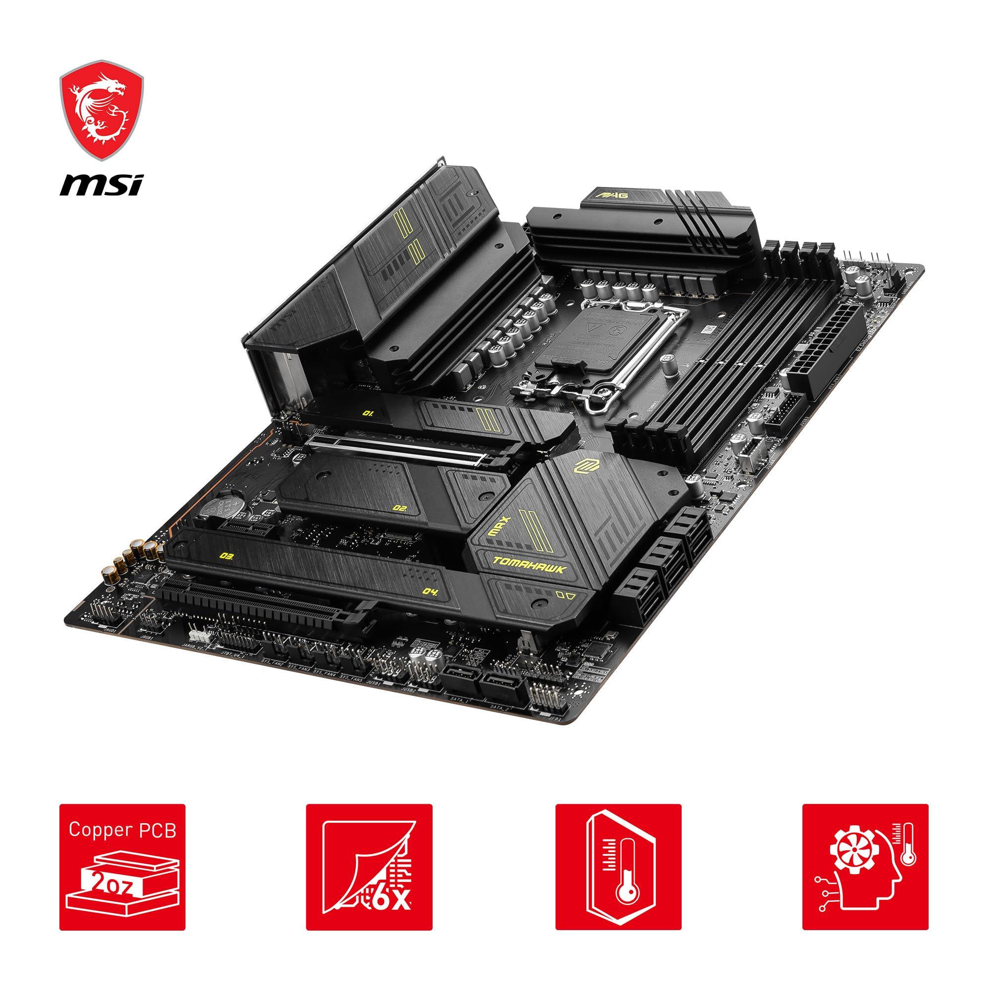 MSI MSI MAG Z790 Tomahawk MAX WiFi Gaming Motherboard (Supports 12th/13th/14th Gen Intel Processors, LGA 1700, DDR5, PCIe 5.0, M.2, 2.5Gbps LAN, USB 3.2 Gen2, Wi-Fi 7, ATX) (Renewed)