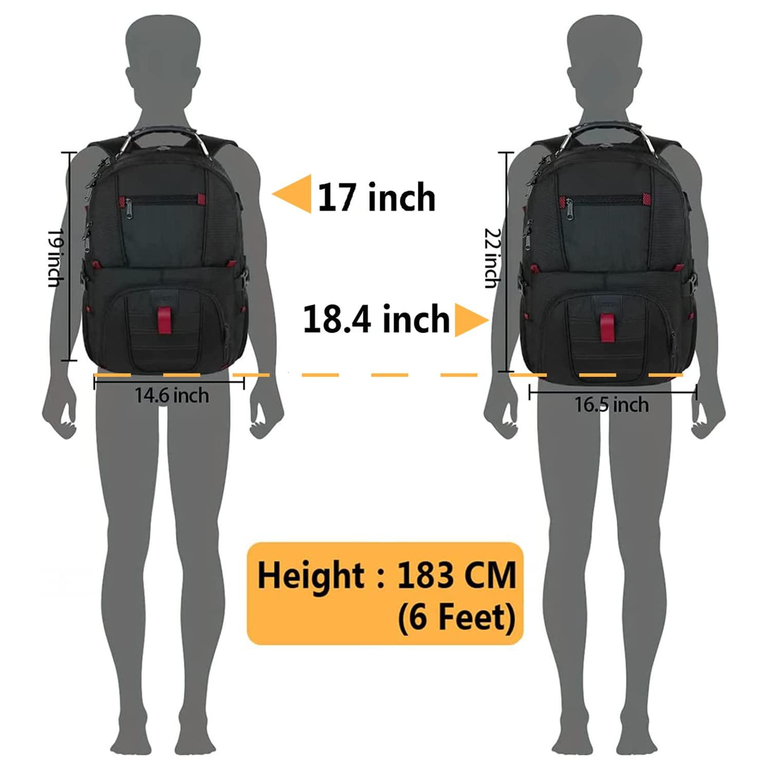 YOREPEK YOREPEK 18.4 Laptop Large Backpacks Fit Most 18 Inch Laptop with USB Charger Port,TSA Friendly Flight Approved Weekend Carry on Backpack with Luggage Strap for Men and Women, Black