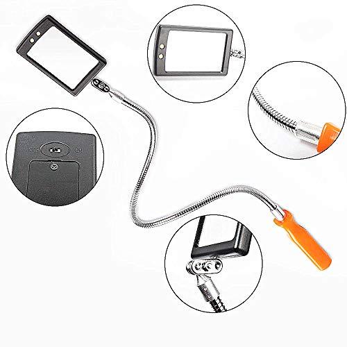 Enbar Enbar Inspection Mirror Flexible Inspection Mirror 360 Rotation with 2 LED Lighted Flexible Inspection Mirror Swivel for Automotive and Shower Use Mirror on a Stick