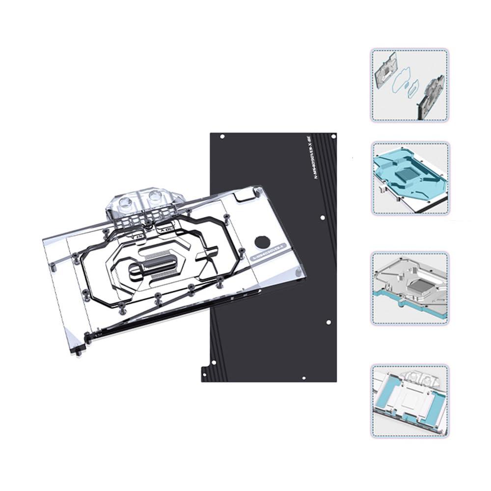 YXHGeeek GPU Waterblock - for MSI GeForce RTX 4090 Ventus 3X 24G OC, PC GPU Water Liquid Cooling Block Cooler with Backplate (12V RGB Aura Effect LED Lights GPU Block with Backplate)