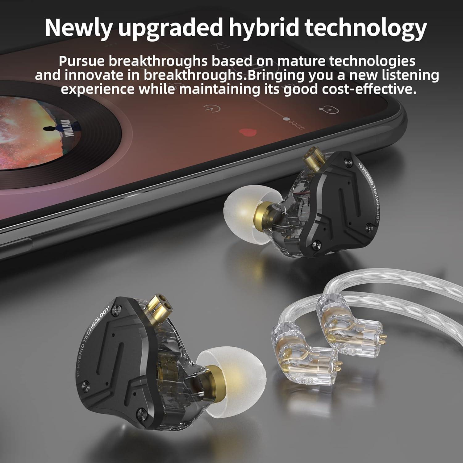 H HIFIHEAR KZ ZS10 PRO X in Ear Monitor 4BA+1DD IEM and KZ AZ09 Bluetooth 5.2 Module IEM Bluetooth Adapter