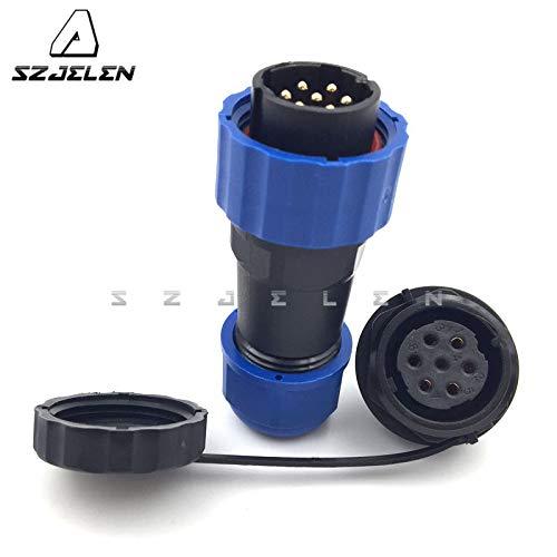 SZJELEN SZJELEN SD20 20MM 7Pin Panel Mount Waterproof Connector Plug + Socket, Cable Gland Cap Connector IP67 (7Pin, Plug (Male) + Socket (Female))