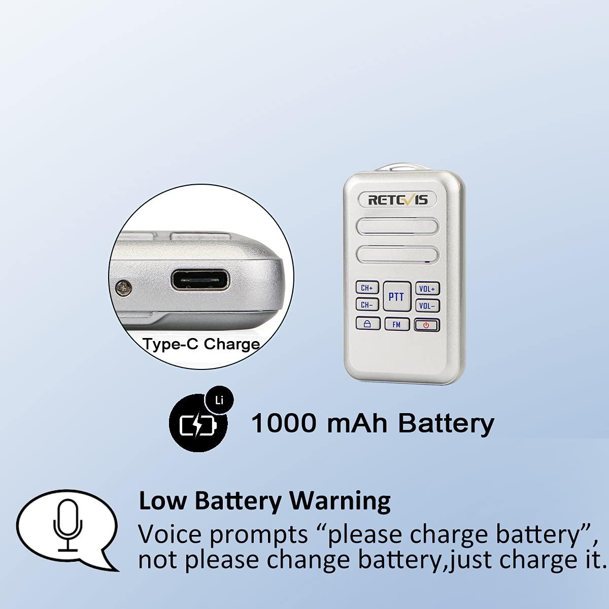 Retevis Retevis RT20 Walkie Talkies for Adults, Wearable Small Walkie Talkie for Seniors Elderly, Loud Sound, FM, Compact Mini 2 Way Radios for Healthcare Hospital Biking Camping Skiing Gift(3 Pack)