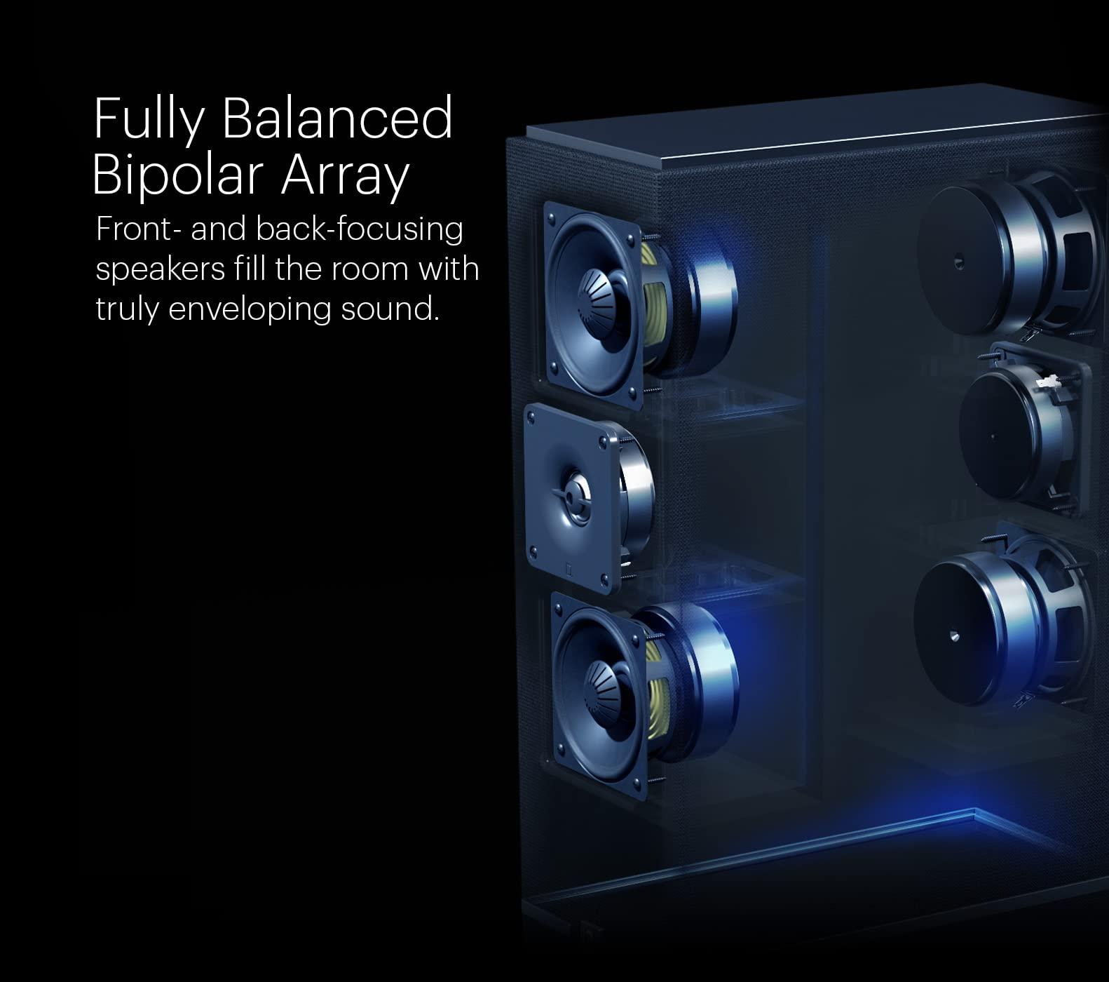 Definitive Technology Definitive Technology Dymension DM60 Mid-Size Tower Speaker, Adjustable Bipolar Arrays, 4 BDSS Mid/Bass Woofers & Tweeter, 3XR Architecture with 8" Dual Radiators, Dolby Atmos/DTS:X Ready, Black