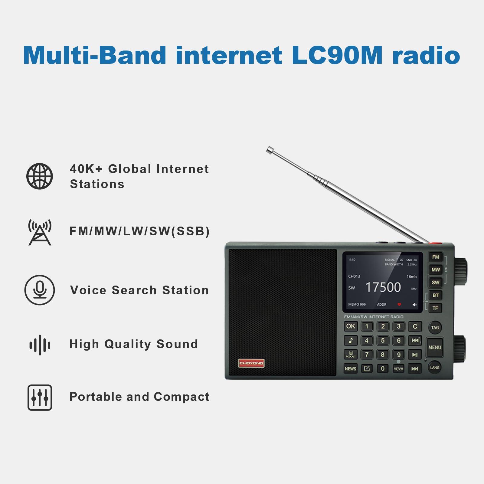 CHOYONG CHOYONG LC90 Mini Multi-Band Smart Internet Radio Portable WiF/4G,AM/FM,Longwave & Shortwave Radio with SSB Single Side Band,Bluetooth,TF Card,All World Radios,Digital Radio,Small Radio choyoung