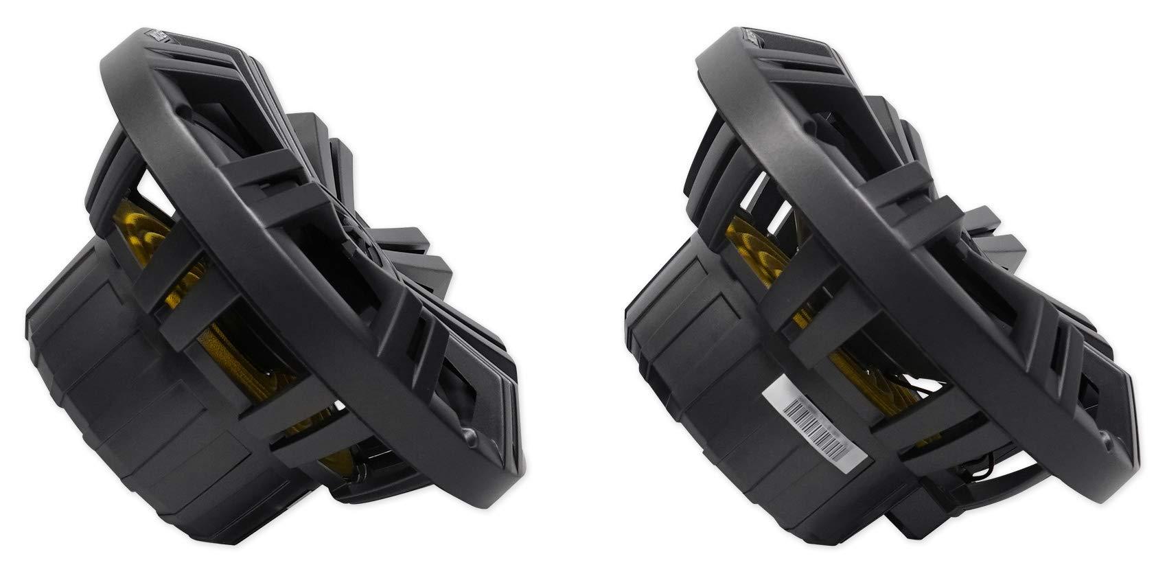 KICKER (1) Pair Kicker 45KM84L Boat Speakers w/LED's KM8 Bundle with (1) Pair Rockville MAC80W 7.7" Wakeboard Tower Speaker and (1) 1.75" Compatible with Polaris RZR Speakers Enclousres (3 Items)